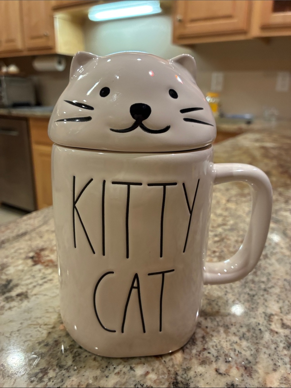 Rae Dunn Kitty Cat Ceramic Mug w/ Cat Kitten Topper - NWOT - Picture 8 of 8
